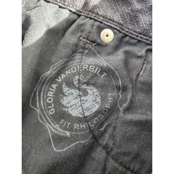 Gloria Vanderbilt Dark Wash Denim Black White Cotton Peasant Reconstructed Skirt - Picture 9 of 9